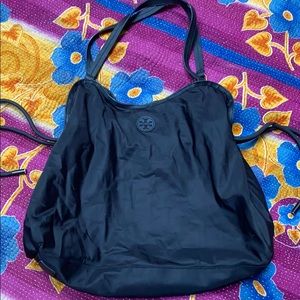 Tory Burch Black Nylon Hobo Tote Bag Purse